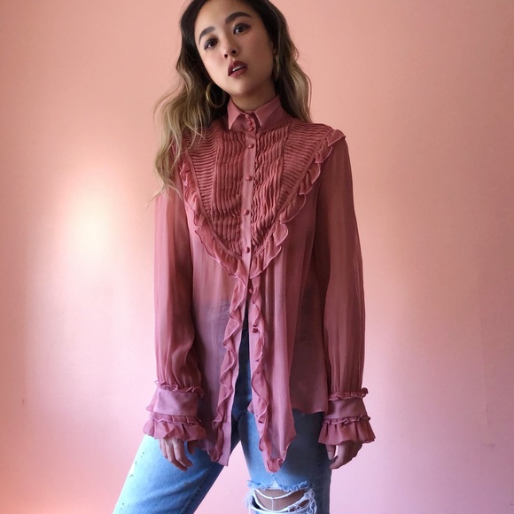 For Love And Lemons Tops - For Love & Lemons Rose Pleated Blouse